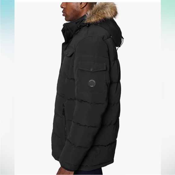 Men's Nautica Black Hooded Puffer Jacket - Picture 3 of 15